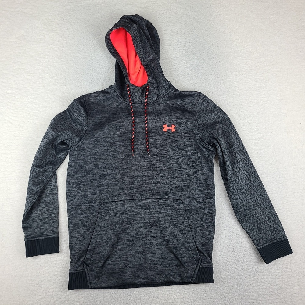 Under Armour Hoodie Mens Small Black Gray Loose Coldgear Activewear